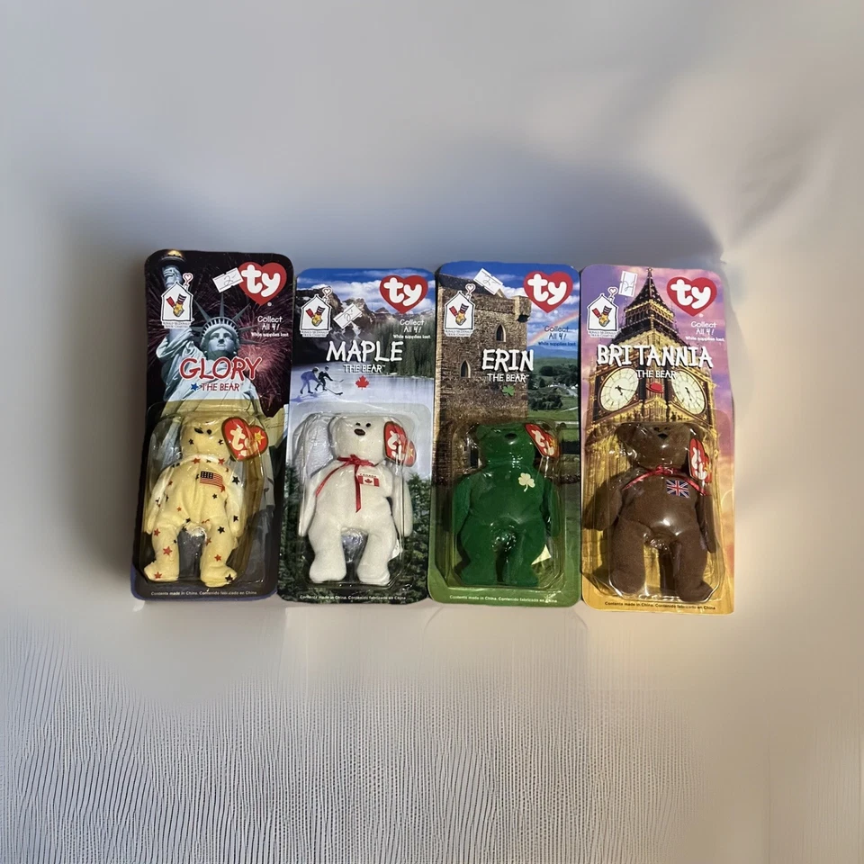 TY BEANIE BABIES MCDONALDS INTERNATIONAL BEARS SET OF 4 New in box! errors RARE - Image 1 of 3