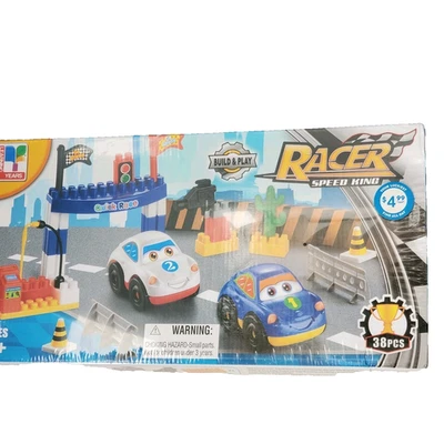 Toy Cars Racer Speed King  38 Piece Build and Play Blocks New Sealed - Image 1 of 4