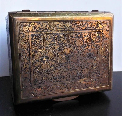 alter Humidor Zigarrenkiste Zigarrenbox Messing + Holz - Bild 1 von 4