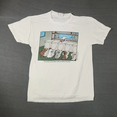 Vintage 90s Dog Shirt Mens Size Large White Distressed Bar Tavern Funny Comedy  - Image 1 of 4