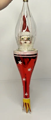 De colección 1996 Christopher Radko Rocket Santa adorno italiano 10 pulgadas 96-038-0 difícil de encontrar Foto 1 de 4