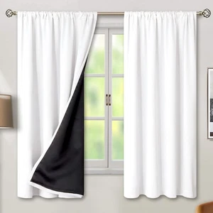 BGment White Blackout Curtains for Bedroom 63 Inch Long - Thermal Insulated B - Picture 1 of 8