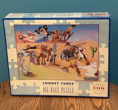New Old Stock Vintage Looney Tunes Big Race 300 Piece Jigsaw Puzzle 26” X 27” - Image 1 of 4