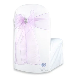 10 pcs Organza Chair Cover Bow Sash 108"x8" - Lavender - w/ Bow Covers wj - Picture 1 of 5
