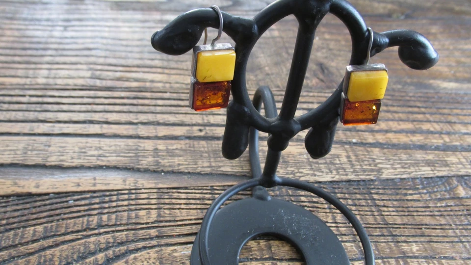 Pendiente ámbar vintage plata 925 Foto 1 de 4