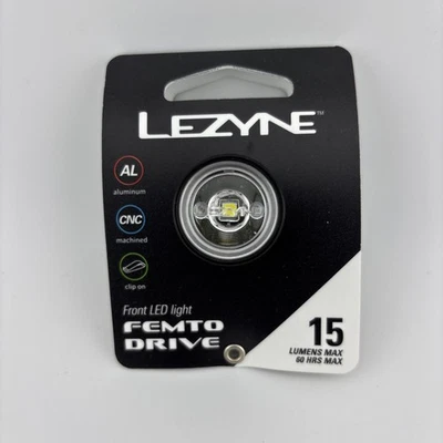 Lezyne Femto Drive Exquisite Designed Battery Powered LED Front Light, Black - Image 1 of 4