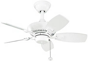 30" Kichler Canfield White Indoor Outdoor Ceiling Fan with Pull Chain - Picture 1 of 1