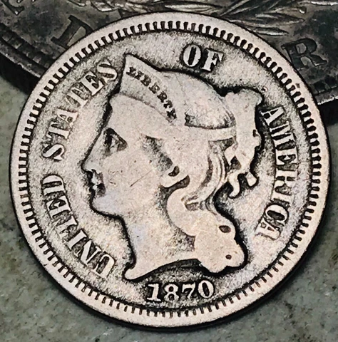 1870 Three Cent Nickel Piece 3C Ungraded Choice Early US Type Coin CC17485 Cover