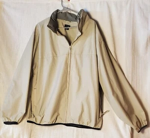 IZOD Mens Windbreaker Jacket Ivory Long Sleeve Full Zip Water Resistant XXL - Picture 1 of 11