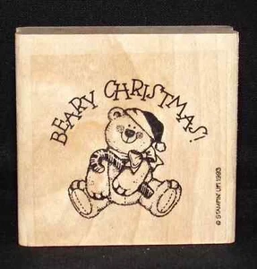 Beary Christmas Single Rubber Stamp Teddy Bear from Stampin Up Set Tags, ETC. - Picture 1 of 3