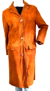 Vintage Deerskin Suede Over Coat Button Front Pocket Top-Stitch Lined Collar S - Picture 1 of 16