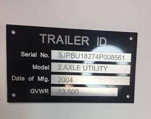 FREE Engraving! Trailer Truck Equipment Plate Serial Model #ID Tag Black Chrome - Picture 1 of 5
