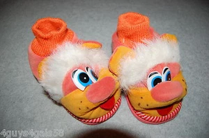 Toddler Girls PEACH ORANGE GOLD SILLY FACE SLIPPERS White Hair SIZE 6 7 8 - Picture 1 of 1