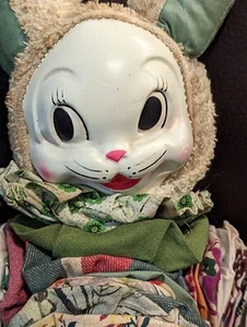Vintage Rubber Face Plush Bunny Rabbit Fabric body, arms, legs - Picture 1 of 6