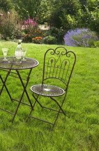 Metall Klappstuhl "Provence" im Antik Design Nostalgie Eisen Garten Balkon Stuhl - Bild 1 von 6