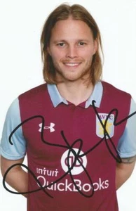 ASTON VILLA: BIRKIR BJARNASON SIGNED 2016/2017 PORTRAIT PHOTO+COA - Picture 1 of 1
