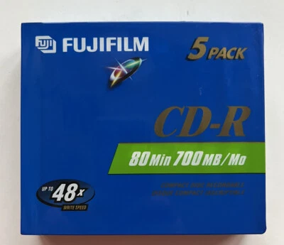 FUJIFILM 80 Min/700MB/Mo CD-R 5 pack - up to 48x write speed - (SEALED)  - Image 1 of 2