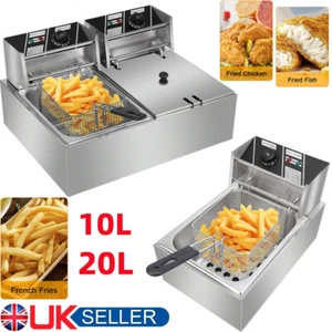 Large Electric Deep Fryer Fat Chip Single Dual Tank Stainless Steel Commercial - Picture 1 of 30