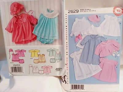 Simplicity Sewing Patterns Lot of 2 Baby Clothes XXS-L UNCUT Dress Pants Hat  - Image 1 of 3