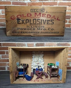Gold Medal Explosives IL Powder Wooden Dynamite Crate Shadow Box Hunting Cabin - Picture 1 of 12