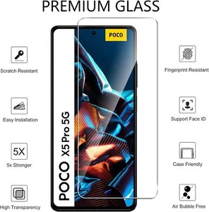 For Xiaomi Poco X5 Pro 5G 9H Clear Tempered Glass Screen Protector Film - Picture 1 of 8