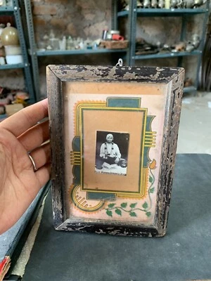 Vintage Hindu Guru Shri Ramdasji Maharaj Black & White Photograph Wooden Framed - Image 1 of 4
