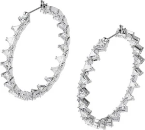 SWAROVSKI 5602230 ORTYX HOOP TRIANGLE CUT WHITE CUBIC ZIRCONIA WOMENS EARRING - Picture 1 of 3