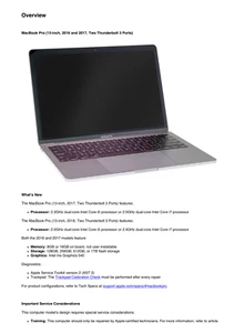 Guide d'entretien Apple MacBook Pro 13 pouces 2017 deux Thunderbolt 3 ports - Photo 1/12