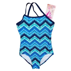 Girls Kanu Surf One Piece Swimsuit Bathing Suit Size 8 Blue - Picture 1 of 6