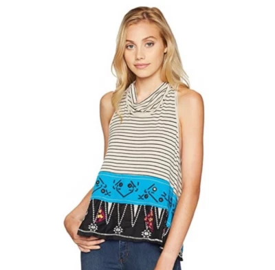 Camiseta sin mangas Free People We The Free bordada camisa boho para mujer talla pequeña Foto 1 de 4