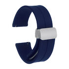 22Mm Magnetic Silicone Watch Band With Silver Folding Buckle, Deep Blue