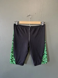 TYR Mens Black Green Checkered Cycling Shorts Size 34 - Picture 1 of 3