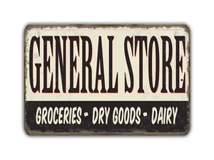 Gemischtwarenladen Schild Lebensmittel Trocken Gut Milch Vintage Stil - Bild 1 von 6
