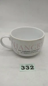 ‘Hangry’ Large Ceramic Handled Microwave Bowl 700ml White Marble Effect Design - Picture 1 of 9