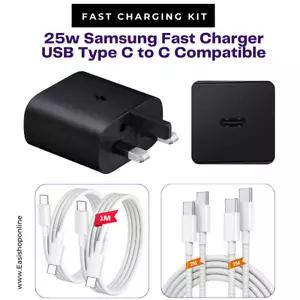 Samsung FAST Charger Plug OR Type C USB Cable Galaxy S8 S9 S10 S21 - Picture 1 of 10