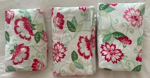 PB TEEN Pottery Barn PINK & Green Floral DUVET COVER SET FULL QUEEN - Picture 1 of 4