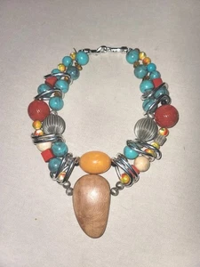RARO Collar Coreen Simpson Temprano Tribal Grueso Étnico Cuentas Declaración Arte ÚNICO EN SU CLASE - Imagen 1 de 10