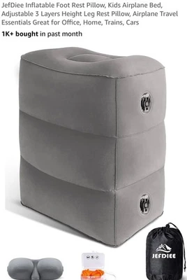 充气脚凳枕头,儿童飞机床,可调节 3 层高度 — 第 1/3 张图片