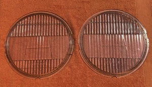 PAIR Vintage GLOLITE Head Light Lamp GLASS LENS Old Car Truck Auto 9-5/8 X 8-7/8 - Picture 1 of 22