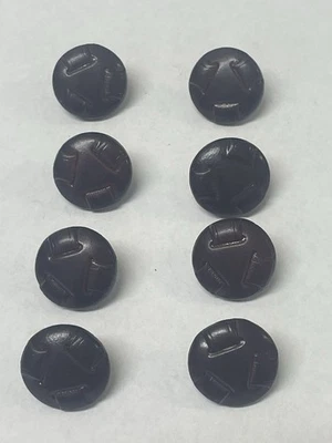 Eight 20mm, Brown, Genuine Leather Buttons- Hand Crafted Set - Image 1 of 4