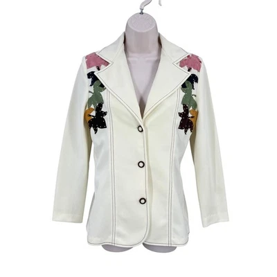 Blazer Boho Vintage Mujer Apliques Tachonado Retro Occidental Único Elegante Talla S/M Foto 1 de 4