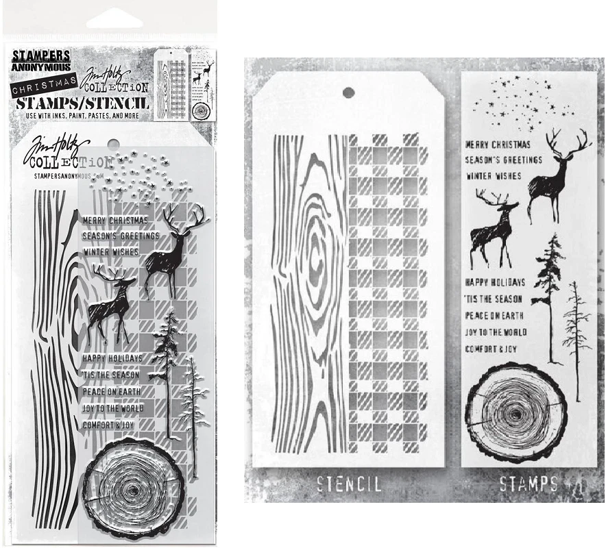 Selos e estêncil Tim Holtz Stampers anônimos ÓTIMOS AO AR LIVRE NATAL INVERNO - Imagem 1 de 1