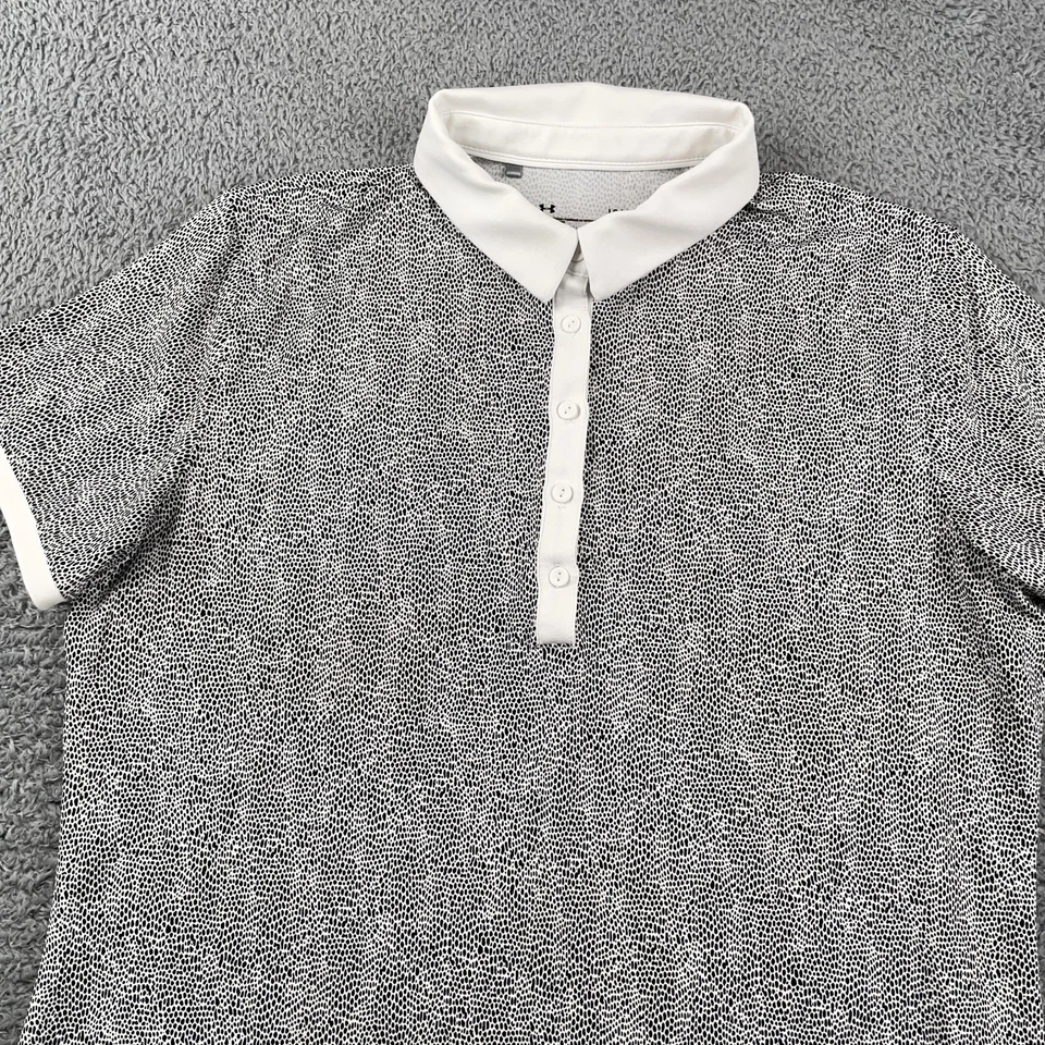 Camisa Polo Under Armour Mujer Grande Blanca Negra Estampado Golf Rendimiento Elastizada Foto 1 de 4