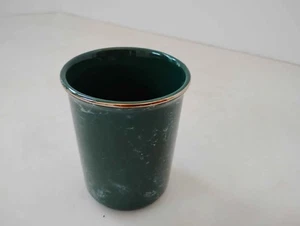 Taza de gárgaras enjuague bucal cerámica imitación mármol borde dorado verde y blanco - Imagen 1 de 8