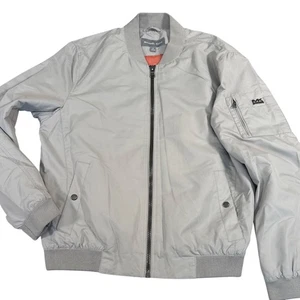 Michael Kors Mens M Bomber Jacket Light Gray Polyester Windbreaker Outdoors - Picture 1 of 13