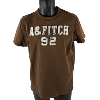 Camiseta Para Hombres Y2K De Colección Abercrombie & Fitch Spellout Talla Mediana Marrón Musculoso Foto 1 de 4