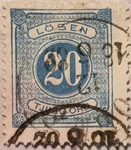 SWEDEN 1874, 20 Ore BLUE - USED/HINGED Stamp in VFC - Bild 1 von 1