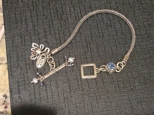 ✨Sara Blaine FLORAL BRACELET Chain Link Pink Stone  * 925 Sterling Silver - Picture 1 of 3