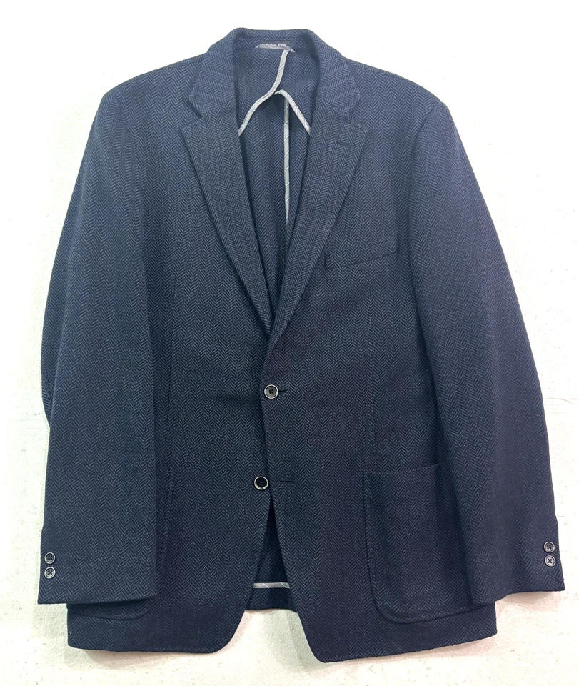 Chaqueta Blazer IBIZA 44L Azul Marino Espiga Tweed Traje Deportivo Abrigo Lana Suave Foto 1 de 4