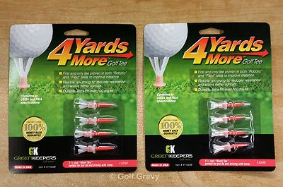 2 packs of 4 Yards More Golf Tees by Green Keepers - "Short Tee" - 1 3/4"